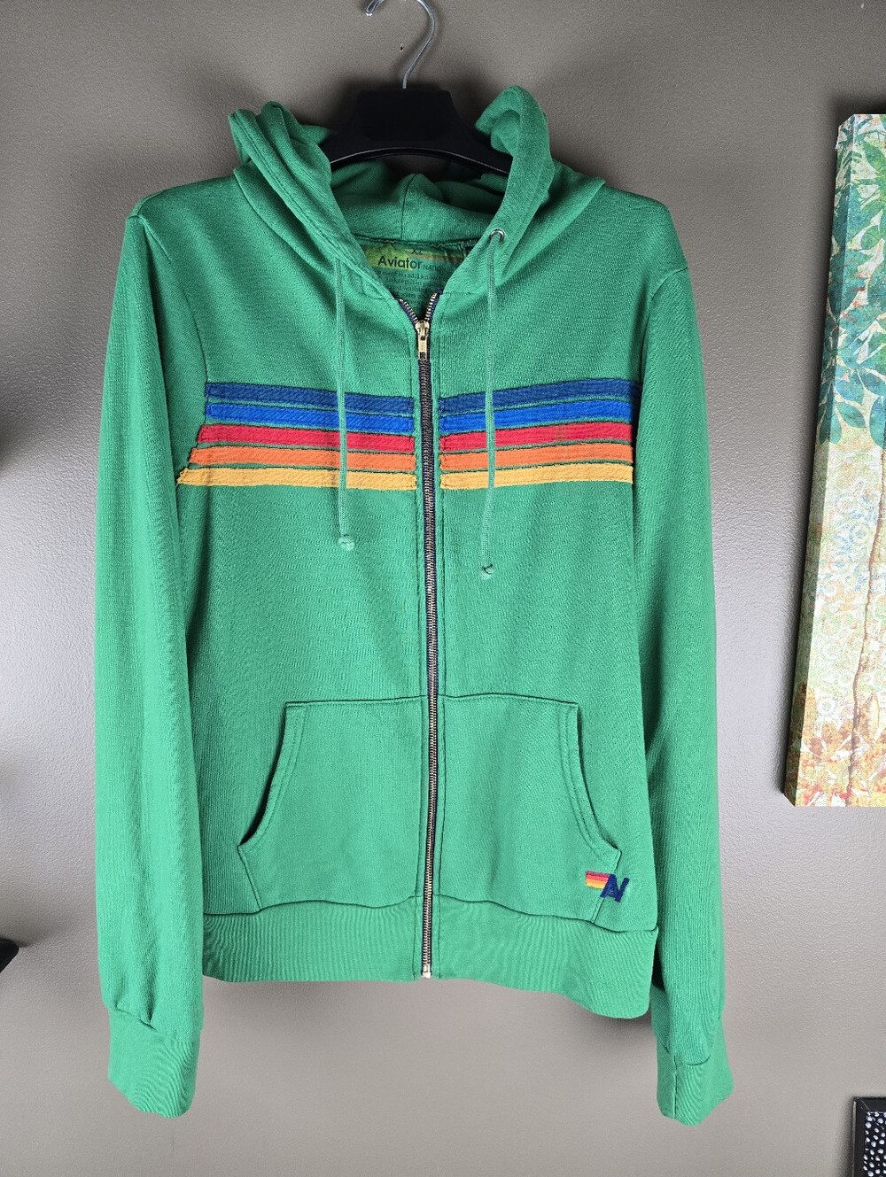 Aviator Nation 5 Stripe Green Sweatshirt XL - Picture 7 of 12